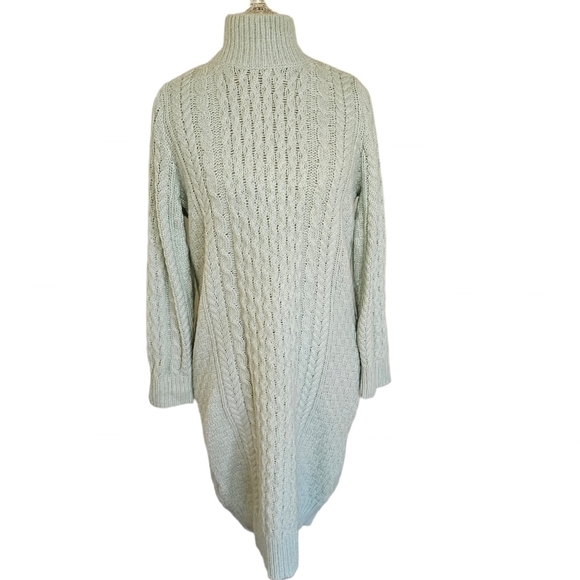 Ann Taylor Dresses & Skirts - Ann Taylor Light Mint Green Turtleneck Sweater Dress Petite Large NWT